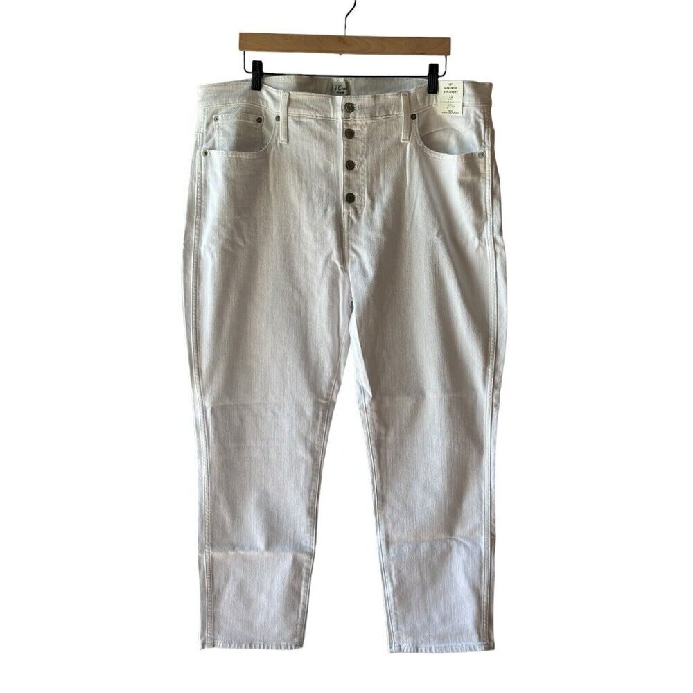 J. Crew Size 35 White Exposed Button Fly Vintage Straight Leg Jeans - New